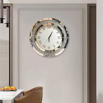 Стеклянные настенные часы, легкие роскошные креативные часы, настенные Декоративные электронные часы, Модные простые декоративные часы для гостиной