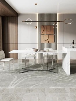 Стол из акрилового камня, изготовленный на заказ, Современный простой бытовой дизайн небольшого размера, прозрачное закаленное стекло, новый обеденный стол 2021 года