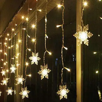 Струнный светильник в форме снежинки, Декоративный Рождественский занавес, Пластиковый Подвесной светодиодный струнный светильник, реквизит для фотосессии для дома