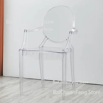 Стул Nordic Прозрачные Обеденные Стулья Пластиковая Бытовая Мебель Современный Простой Утолщенный Обеденный стул для творчества