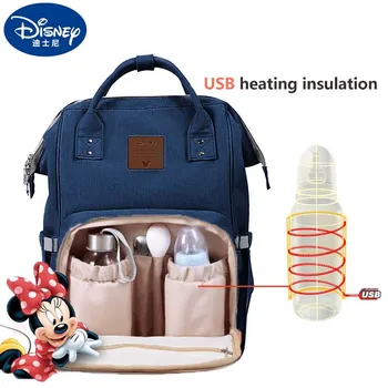Сумка для подгузников с Микки Маусом Disney, USB-нагревательный рюкзак, сумка для подгузников для мамы, Многофункциональные Аксессуары для беременных, Органайзер для детских товаров