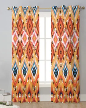 Текстура в стиле ацтеков, роскошные тюлевые шторы для гостиной, кухни, прозрачные шторы, шифоновая занавеска на окно, домашний декор