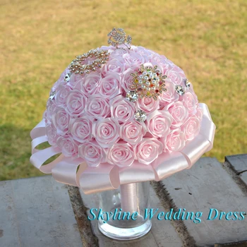 Удивительные свадебные цветы, светло-розовые букеты для подружек невесты, искусственные украшения, стразы, дизайн свадебного букета