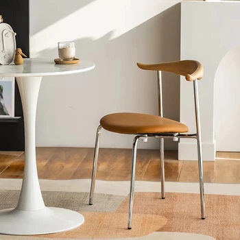 Удобные обеденные стулья в скандинавском стиле, Металл, кожа, туалетный столик для кемпинга, Кресло для отдыха, Дизайнерская мебель для дома Sillas Comedor