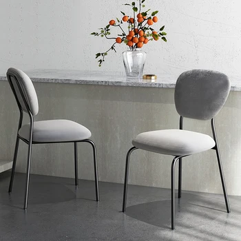 Удобный Современный обеденный стул с черными металлическими ножками Роскошные обеденные стулья для спальни и гостиной Nordic Minimalist Stoelen Furniture GXR41XP