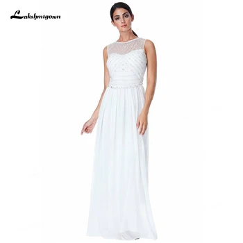 Украшенное шифоновое свадебное платье Макси - кремовое вечернее платье, свадебное платье для вечеринки, платье для выпускного вечера, без рукавов, сетчатая деталь сзади