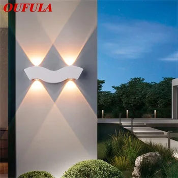 Уличный белый настенный светильник OUFULA LED Современные водонепроницаемые бра для украшения домашнего балкона