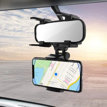 Универсальный автоматический кронштейн на 360 градусов для iPhone и Android смартфонов GPS Автомобильное зеркало заднего вида Подвесной Держатель Подставка-колыбель