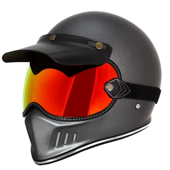 Универсальный мотоциклетный шлем, очки для Shoei, Ретро полнолицевой шлем, очки с линзами, шлем для мотокросса, Солнцезащитный козырек HD Anti-UV