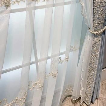 Французские легкие Роскошные плотные шторы высокого класса для гостиной 2023 года, новая популярная вилла в европейском стиле, спальня, Синий домашний декор