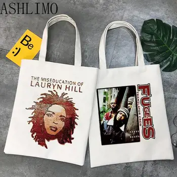 Хип-хоп группа The Fugees, женская сумка через плечо, холщовая сумка, сумки для покупок в стиле харадзюку, модные повседневные сумки, эстетическая сумка для продуктов, сумка-тоут