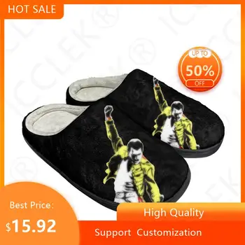 Хлопковые Домашние тапочки на плоской подошве Freddie Mercury, изготовленные на заказ, Мужские Женские сандалии, Плюшевая Повседневная обувь для согревания