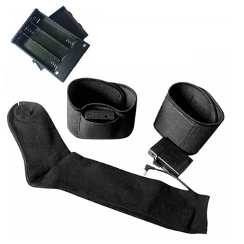Хлопчатобумажные носки с подогревом, с батарейным отсеком и ремнями, мужские Женские Зимние электрические грелки для ног, чулочно-носочные изделия M6CD