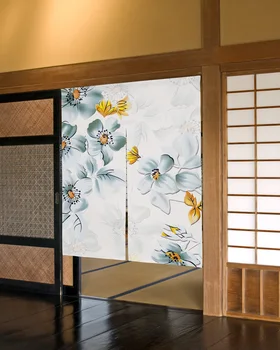 Цветочный Градиентный Лист Короткая Кухонная Дверная Занавеска Украшение Кафе Ресторана в Японском стиле Перегородка Занавес