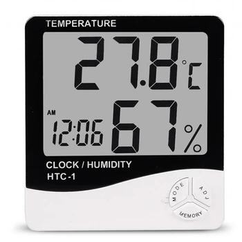 Цифровой ЖК-термометр-гигрометр, электронный измеритель температуры и влажности в помещении и на улице с будильником, время, принадлежности для дома