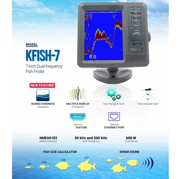 Цифровой эхолот для морской рыбалки с 7-дюймовым цветным TFT-ЖК-экраном IPX7, водонепроницаемый, высокая производительность для лодки, аксессуары для морской рыбалки