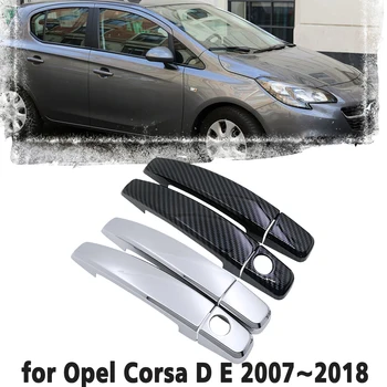 Черная ручка Из Углеродного Волокна Или Хромированная Накладка Боковой Двери для Opel Corsa D E 2007 ~ 2018 Наклейки Для Автомобильных Аксессуаров Vauxhall 2008