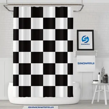 Черно-белый дизайн, водонепроницаемые занавески для душа из экологически чистой полиэфирной ткани для украшения ванной комнаты