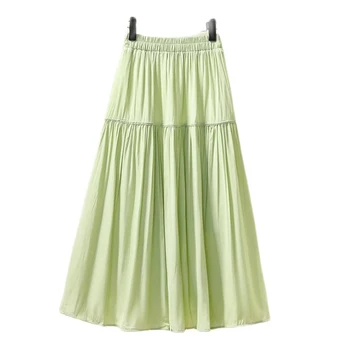 Черные Зеленые милые Длинные Милые Элегантные Женские летние юбки с высокой талией, юбка в корейском стиле, мода 2023, Одежда в стиле харадзюку, Каваи