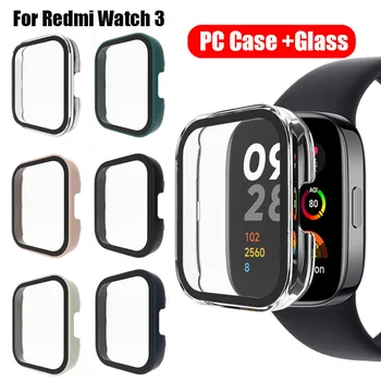 Чехол для ПК + стекло для Redmi Watch 3 Active Screen Protector Защитная рамка для бампера часов из закаленного стекла для Redmi Watch 3 Lite Cover