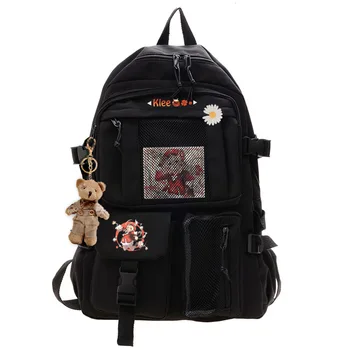 Школьная сумка для студентов Genshin Impact Anim, Модный холщовый мультяшный рюкзак для книг, рюкзак для ноутбука, дорожный рюкзак для детей на открытом воздухе, подарки для детей