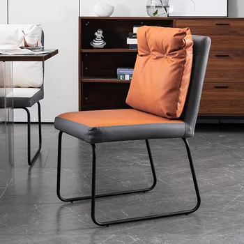 Эргономичные офисные обеденные стулья с подушками из итальянской кожи, качественное Современное стальное кресло для отдыха, дизайн туалетного столика, мебель для дома Cadeira