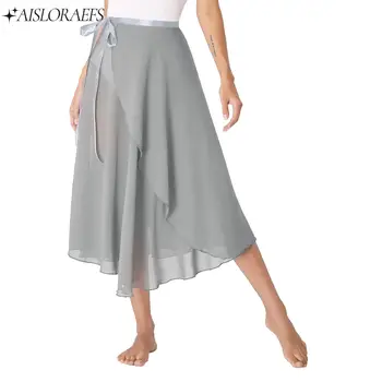 Юбка для балетных танцев, женская струящаяся юбка на шнуровке для взрослых, Однотонное лирическое платье-трико для занятий современными танцами, платье Балерины