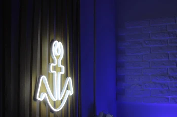 Якорная Неоновая Вывеска с Питанием от USB для Декора Комнаты, Светодиодный Неоновый Свет С Регулируемой Яркостью Ночного Освещения для Ресторана Man Cave Wall Art