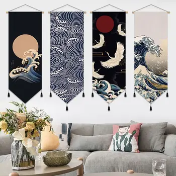 Японский стиль Гобеленовая ткань Настенная Картина Декор стен Традиционное Украшение гостиной Укиое Настенное Окно Баннер Подарок