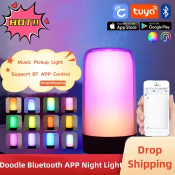 ​Ночник с приложением Bluetooth 6 режимов интеллектуального освещения RGBCW Настольная лампа с 7 цветами с затемнением, совместимая с Google Play светодиодная прикроватная лампа